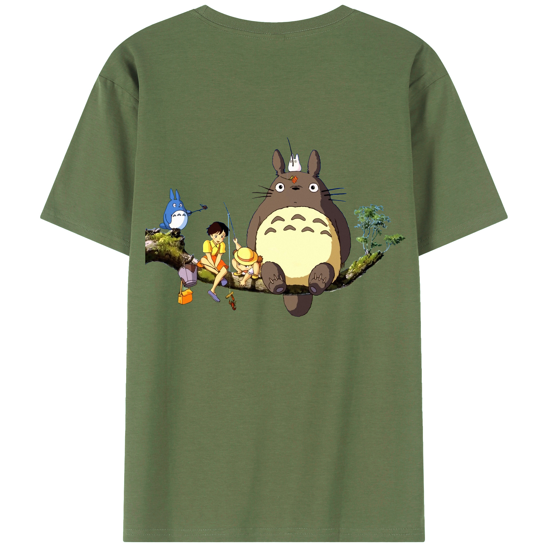 （画像用） となりのトトロ 草壁メイ 草壁サツキ My Neighbor Totoro Satsuki Kusakabe Mei Kusakabe 綿100％ メンズ半袖Tシャツ（バックプリント） 通気性